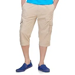 0-degree Men's Regular Fit Three Quarter Shorts Beige 36 Inch Waist-picture-36