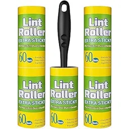 1 Handle + 5 Roll (300 Sheets) Lint Rollers for Pet Hair Extra Sticky, 360 Sheets Mega Value Set Lint Rollers for Pet Hair Removal, Dog and Cat Lint Remover for Clothes, Furniture, Carpet-picture-32