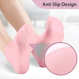 1 Pairs Silicone Socks for Women, Moisturizing Spa Socks, Heel Socks for Dry Cracked Feet, Women Foot Moisturizer Socks for Softening Calluses Skin Malti Colour. image 3