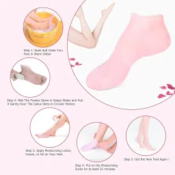 1 Pairs Silicone Socks for Women, Moisturizing Spa Socks, Heel Socks for Dry Cracked Feet, Women Foot Moisturizer Socks for Softening Calluses Skin Malti Colour. image 2
