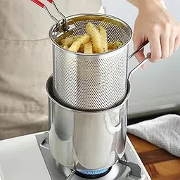 1 Set Deep Fryer Pot with Basket, 1200ml Handled Stainless Steel Chip Pan, Small Deep Fat Fryer French Fries Pot, Japanese Style Tempura Frying Pan, Fryer Pasta for The Home-picture-22