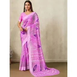 100 Dreams Abstract Printed Zari Saree With Blouse Piece-picture-28