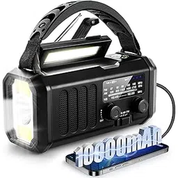 10000mAh Solar Radio, NOAA Emergency Weather Radio,Type-C Charging Portable Solar AM FM NOAA Radio with USB Charger,Flashlight,Reading Lamp,Compass,SOS for Outdoor Camping Hurricane Storm-image-15