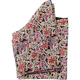 100% Cotton Women's Kalamkari Cotton Blouse, Round Neck, Lightweight, Handcrafted – Ideal for Sarees-picture-36