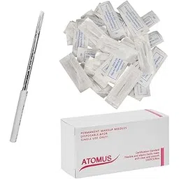 100X Eyebrow Blades Microblading Eye Brow Tattoo Needles Makeup Tools 5 Pins|Professional Complete Tattoo Kit & Supplies, Tattoo Ink Set with Accessories, Body Art Stencil Pack For All|-picture-51