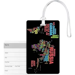 100yellow World Name Map Printed Gloss Finish PVC Luggage Tags with Silicon Strap Ideal for International Travel-picture-34