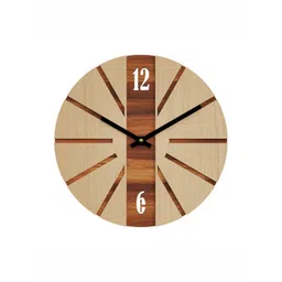 12 fox Beige & Brown Wooden Analogue Wall Clock-picture-10