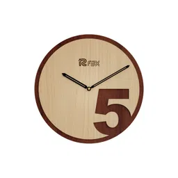 12 fox Beige & Brown Wooden Analogue Wall Clock-picture-26