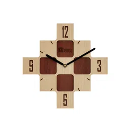 12 fox Brown & Beige Wooden Analogue Wall Clock-picture-38