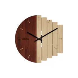 12 fox Brown & Beige Wooden Analogue Wall Clock-picture-44