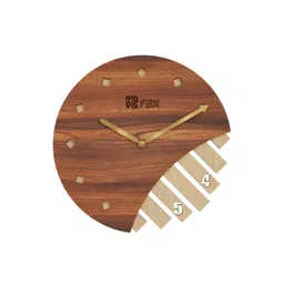 12 fox Brown & Beige Wooden Analogue Wall Clock-picture-46