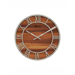 12 fox Brown & Grey Wooden Analogue Wall Clock-picture-45