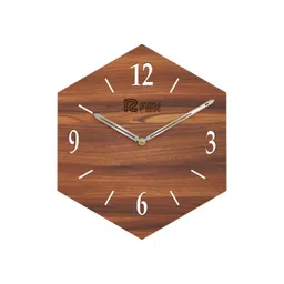 12 fox Brown Geometric Wooden Analogue Wall Clock-picture-37