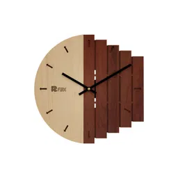 12 fox Coffee Brown & Beige Wooden Analogue Wall Clock-picture-27