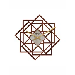 12 fox Coffee Brown & Gold Toned Textured Wooden Contemporary Wall Clock-picture-37