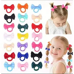 12 Pack Colorful Bow Hair Ties for Girls, Elastic Rubber Band Hair Holders, Soft Ponytail Accessories in Multiple Colors for Toddlers and Young Children-picture-29