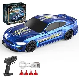 1/43 Scale RC Drift Race Car Gyro 4WD Ready to Go Mini Remote Control Car High Speed Model (1:43 RC Drift Mustang-Blue)-picture-10