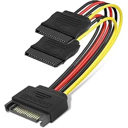 15 Pin SATA Male to 2 x 15 Pin Female Power Extension Y Splitter Cable Adapter (6 Inch, SATA Y Splitter)(Black)-picture-12