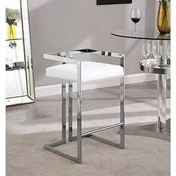 15 WEST 7026 Home BAR Chair Cafe Stool Light Luxury Velvet Cushion, Stainless Steel high bar SEAT (Color : White)-picture-12