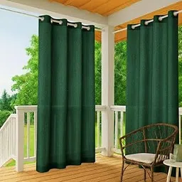 150 GSM Outdoor Sun Blocking Balcony Eyelet/Grommet Curtains Sun & UV Protection, Light Filtering 4.5 X 6 FT Window Curtain (Green Black) Pack of 3 Pc-picture-19