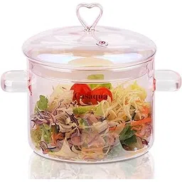 1.5L Pink Glass Potpourri Pot, 1500ml, Pack of 1, Glass Cooking Pot, Heart-Shaped Lid, Easy to Clean, Heat Resistant, Safe for Oven, Gas, Electric Stoves, Potpourri, Pasta, Soups-picture-12