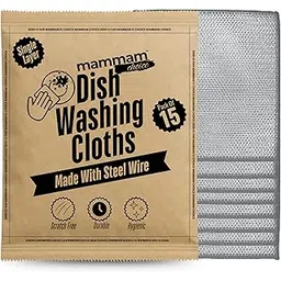 15p, Dishwashing Scrubber for Kitchen, Steel Scrubber for Utensils Non Scratch, Cleaning Metal Wire, Stainless Steel Scrubbing Cloth for Kitchen by MAMMAM CHOICE 20x20cm (Single Layer)-picture-30