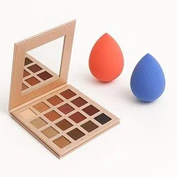 16-Shade Eyeshadow Palette with 2 Professional Beauty Blenders | Matte • Shimmer • Metallic | Long-Lasting High-Pigment Makeup Kit for Face & Eyes-picture-30