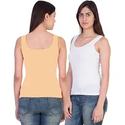 17hills Pack of 2 Premium Tank Top Vest Top Camisole Sando Spaghetti Inner-wear Camis for Women, Girls-picture-36
