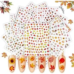 18 Sheets Autumn Nail Art Sticker Thanksgiving 3D Nail Self-Adhesive Free Tweezer-picture-20
