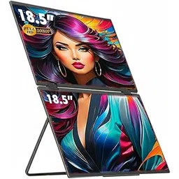 18.5" Tri-Screen Portable Foldable Dual Monitor with Single Wire | Triple Monitor Compatible with Windows OS | Laptop Screen Extender (18.5 Inch)-image-32