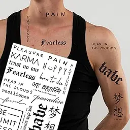 18Pcs Motivational Quote Mini Temporary Tattoos | Semi-Permanent Plant-Based Ink | Waterproof & Sweatproof Text Tattoo Stickers for Men & Women | Minimalist Words, Sassy Quotes, Symbols & Aesthetic Designs-picture-11