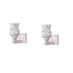 1ST TIME Black & White 2 Pcs Printed Glass Frustum Shaped Wall Lamps-picture-39