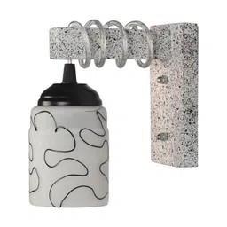 1ST TIME Black & White Printed Wood Contemporary Cylinder Shaped Wall Lamp-image-11