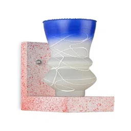 1ST TIME Blue & Blue Colourblocked Wood Contemporary Abstract Shaped Shaped Wall Lamp-picture-41