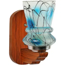 1ST TIME Blue & Blue Textured Wood Contemporary Abstract Shaped Shaped Wall Lamp-picture-26