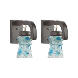 1ST TIME Blue & Blue Textured Wood Contemporary Abstract Shaped Shaped Wall Lamp-picture-29