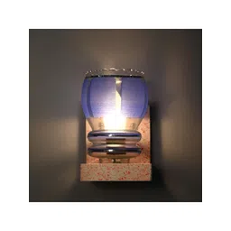 1ST TIME Blue & Blue Textured Wood Contemporary Abstract Shaped Shaped Wall Lamp image 5