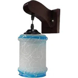 1ST TIME Blue & Blue Textured Wood Contemporary Cylinder Shaped Wall Lamp image 3