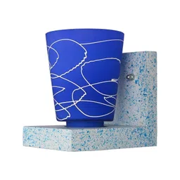 1ST TIME Blue & Blue Textured Wood Contemporary Frustum Shaped Wall Lamp-picture-34