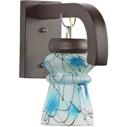 1ST TIME Blue & Blue Textured Wood Contemporary Frustum Shaped Wall Lamp-picture-30