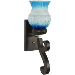 1ST TIME Blue & Blue Textured Wood Contemporary Frustum Shaped Wall Lamp-picture-21