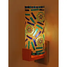 1ST TIME Blue & Multicoloured Textured Wood Contemporary Cylinder Shaped Wall Lamp-picture-15