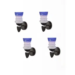 1ST TIME Blue & White Pack of 4 Glass Traditional Cylinder Shaped Wall Lamp-picture-33