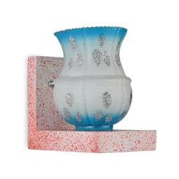 1ST TIME Blue & White Printed Wood Contemporary Abstract Shaped Shaped Wall Lamp-picture-15