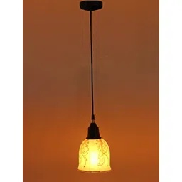 1ST TIME Gold-Toned & White Printed Bell Shaped Hanging Ceiling Lamp-image-44