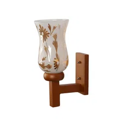 1ST TIME Gold-Toned & White Printed Wood Wall Lamp-picture-34