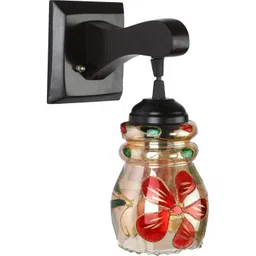 1ST TIME Multicoloured & Gold-Toned Printed Wood Abstract Shaped Shaped Wall Lamp-picture-47