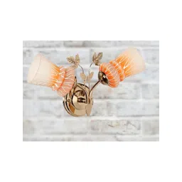 1ST TIME Orange & Gold-Toned Textured Metal Traditional Frustum Shaped Wall Lamp-picture-20