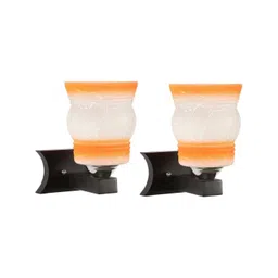 1ST TIME Orange & Orange Textured Wood Contemporary Frustum Shaped Wall Lamp-picture-50