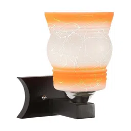 1ST TIME Orange & Orange Textured Wood Contemporary Frustum Shaped Wall Lamp-picture-47